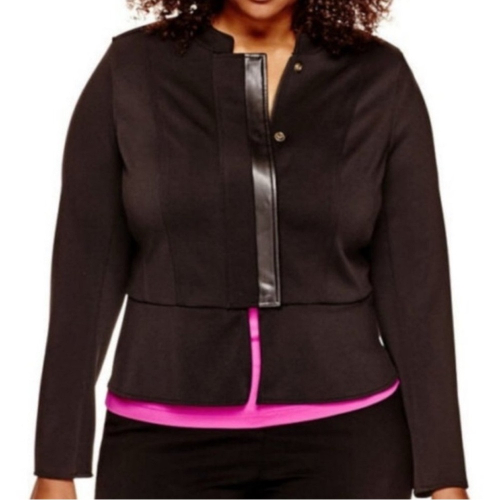 WORTHINGTON Black " Leather " Peplum Blazer Jacket